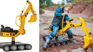 Working Tank Treads Keep This Caterpillar Digger For Kids From Getting Stuck